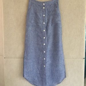 NWOT Denim Blue Color lightweight 100% Linen skirt